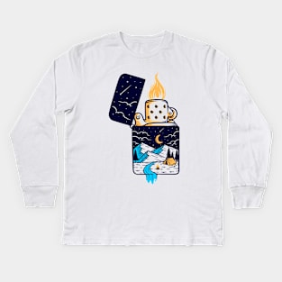 lights universe illustration Kids Long Sleeve T-Shirt